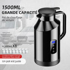 Bouilloire voiture 12V/24V 1,5L – Inox SUS304, chauffe 25–100°C, écran tactile