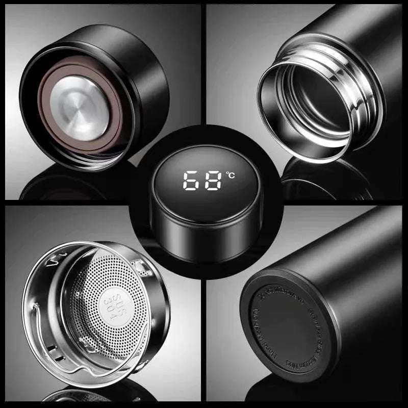 Thermos intelligent 500ml inox 304 – Écran LCD température + infuseur à thé |