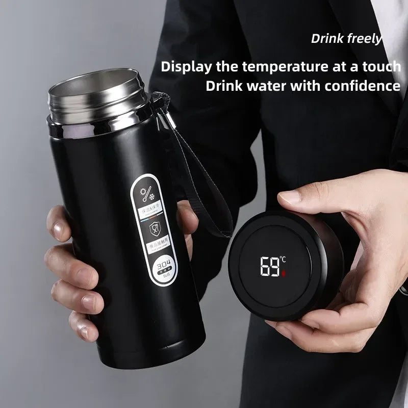 Bouteille Thermos en acier inoxydable 800ML-1L, bouteille de thé 304, bouteille sous vide pour voiture avec affichage de la température LED, tasse à boire Portable