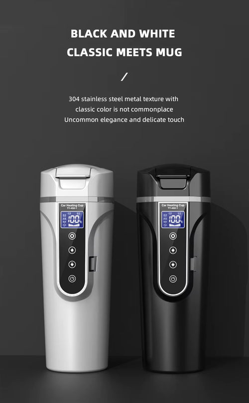 Bouilloire électrique Portable 12v/24v, tasse chauffante pour voiture intelligente, écran tactile, tasse thermique de 450ml, tasse chauffante pour voiture, température réglable
