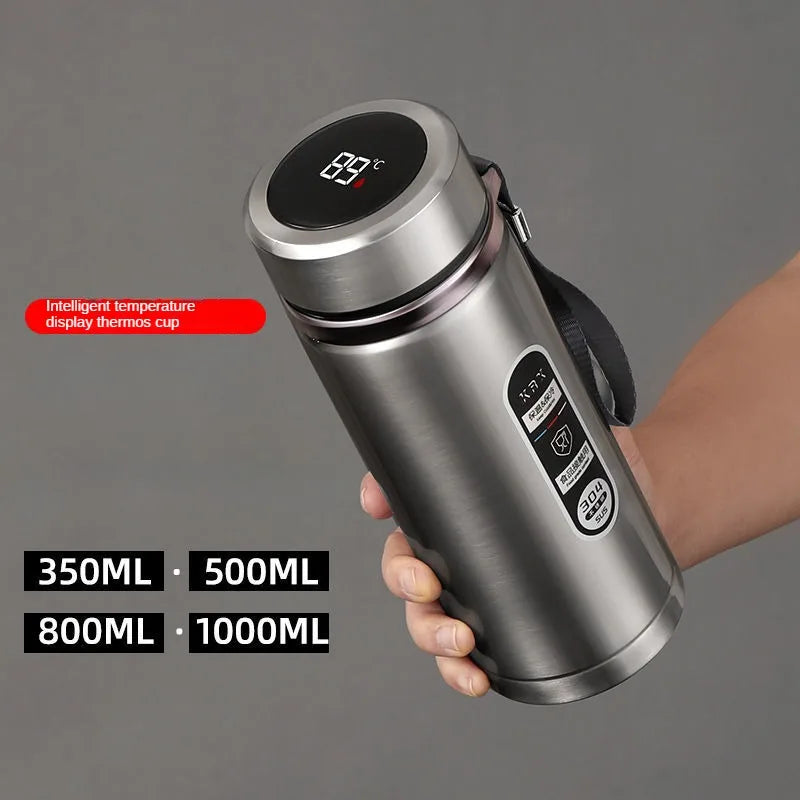 Bouteille Thermos en acier inoxydable 800ML-1L, bouteille de thé 304, bouteille sous vide pour voiture avec affichage de la température LED, tasse à boire Portable