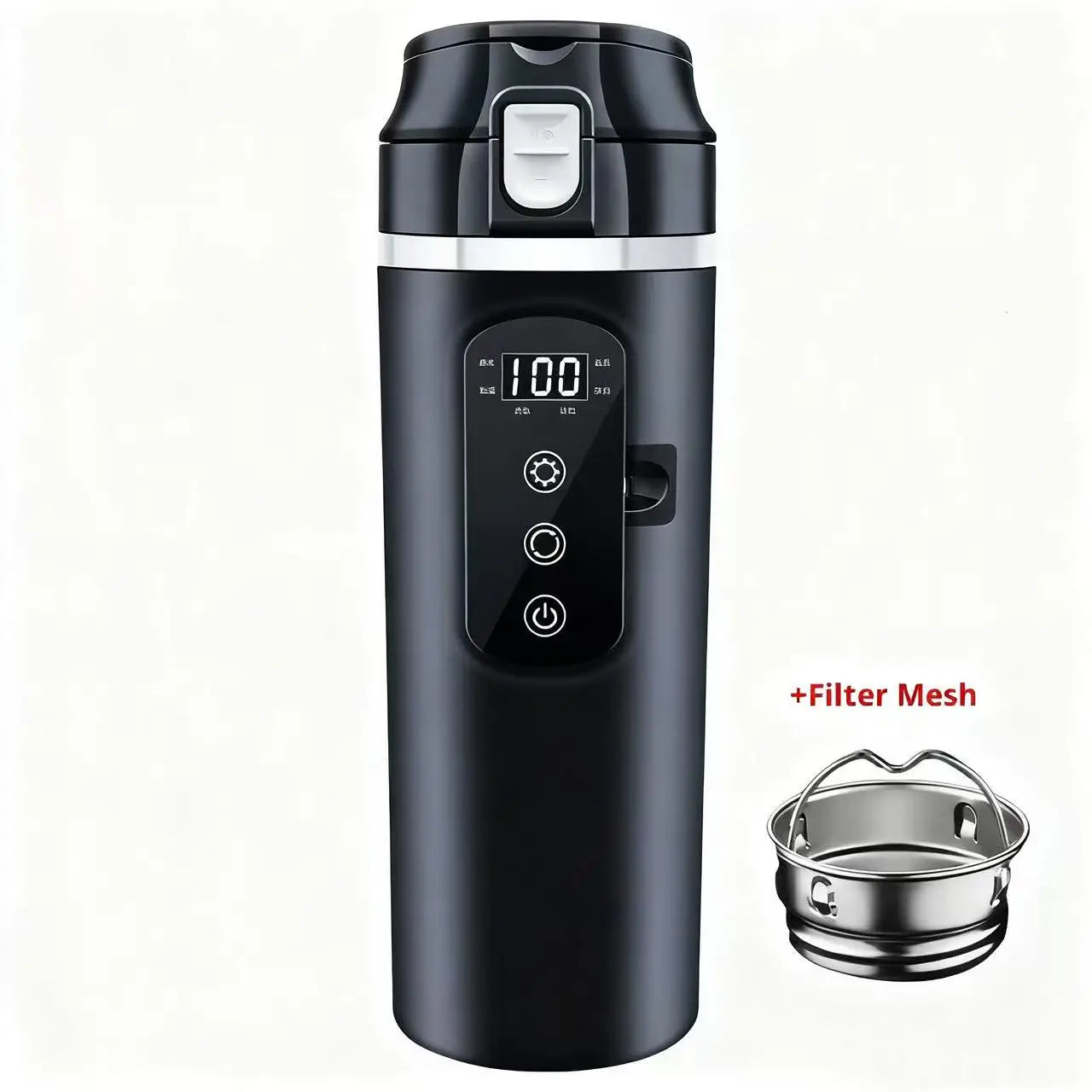 Bouilloire voiture 12V /camion 24V – Eau chaude, inox 304, sécurité anti-ébullition à sec